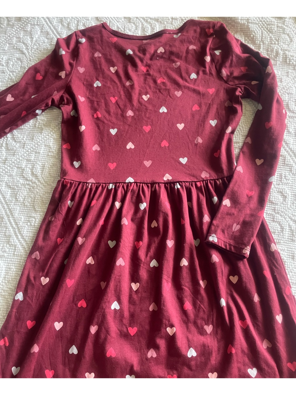 Children's Maroon Heart Print Long Sleeve Dress Carters 14 girls - Picture 3 of 3